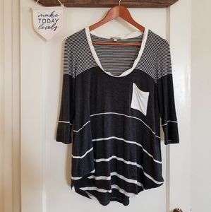 Anthropologie Bordeaux Super Soft Striped Tee